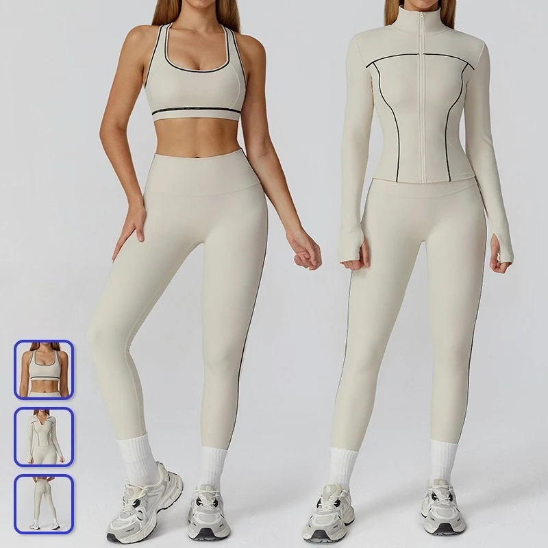 

2PCS Yoga Suit Sports Set Women brushed Quick-Drying Gym Set Sports Jacket suit Yoga Clothing Running Tracksuit workout clothes