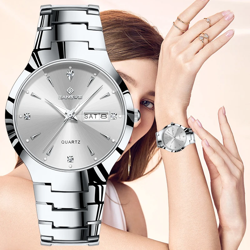 

BANGWEI TOP модные женские часы водонепроницаемые часы светящиеся элегантные еженедельные календари роскошные кварцевые женские наручные часы relogio + коробка