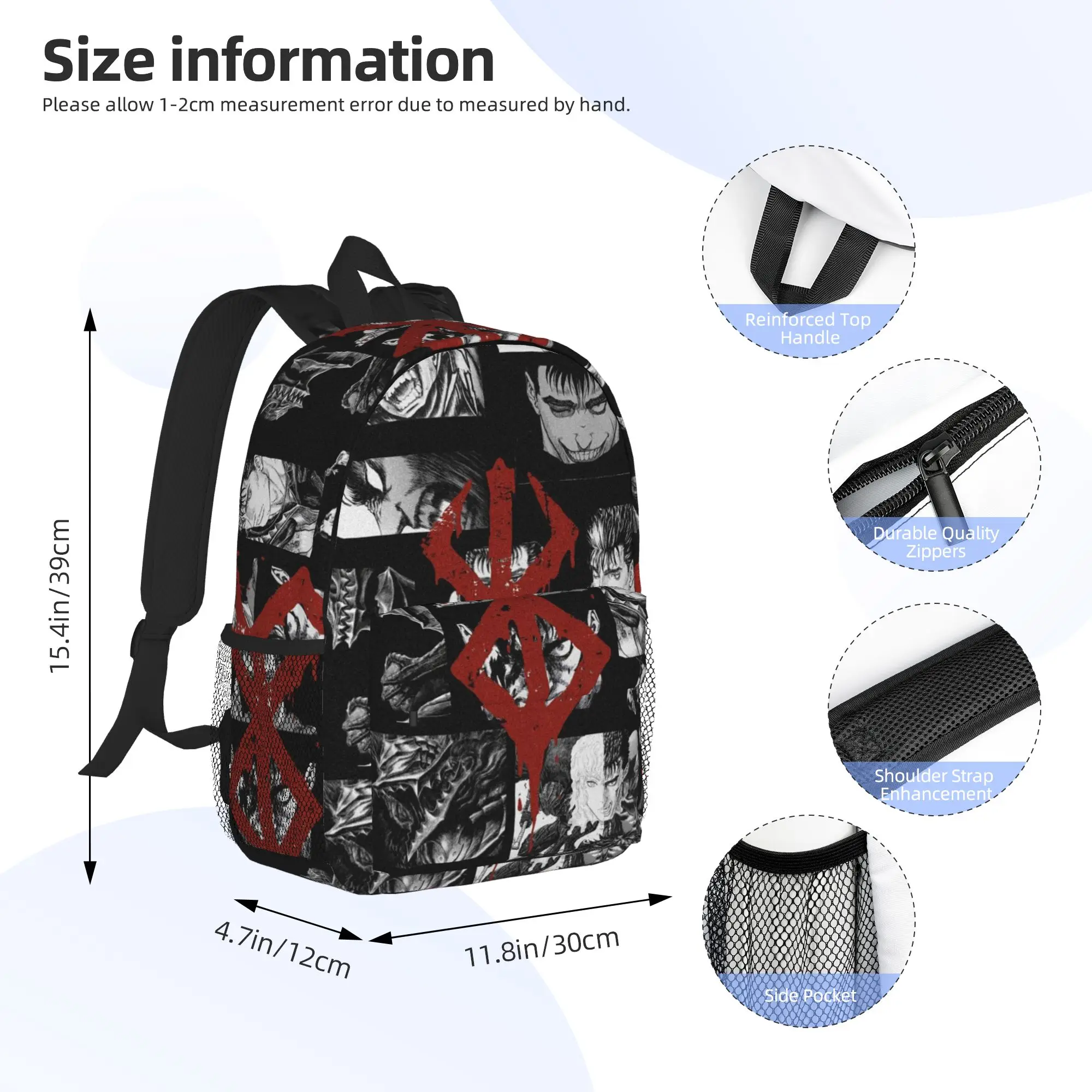 Japan Anime Berserk Swordsman Manga Guts Backpack Hot Sale Daypack Boys Girls BookBag Shoulder Bags for Men Women School Bag