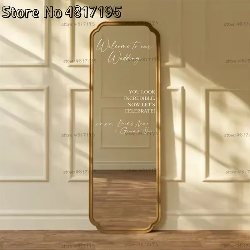 Personalized Name Wedding Mirror Wall Stickers You Look Incredible Decals Wedding Welcome Sign DIY Welcome Wedding Sign Stickers