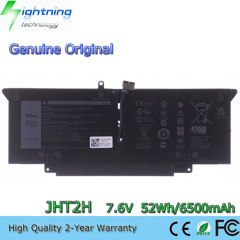 New Genuine Original JHT2H 7.6V 52Wh/6500mAh Laptop Battery for Latitude 7310 7410 Series 04V5X2 0HRGYV 0WY9MP Y7HR3