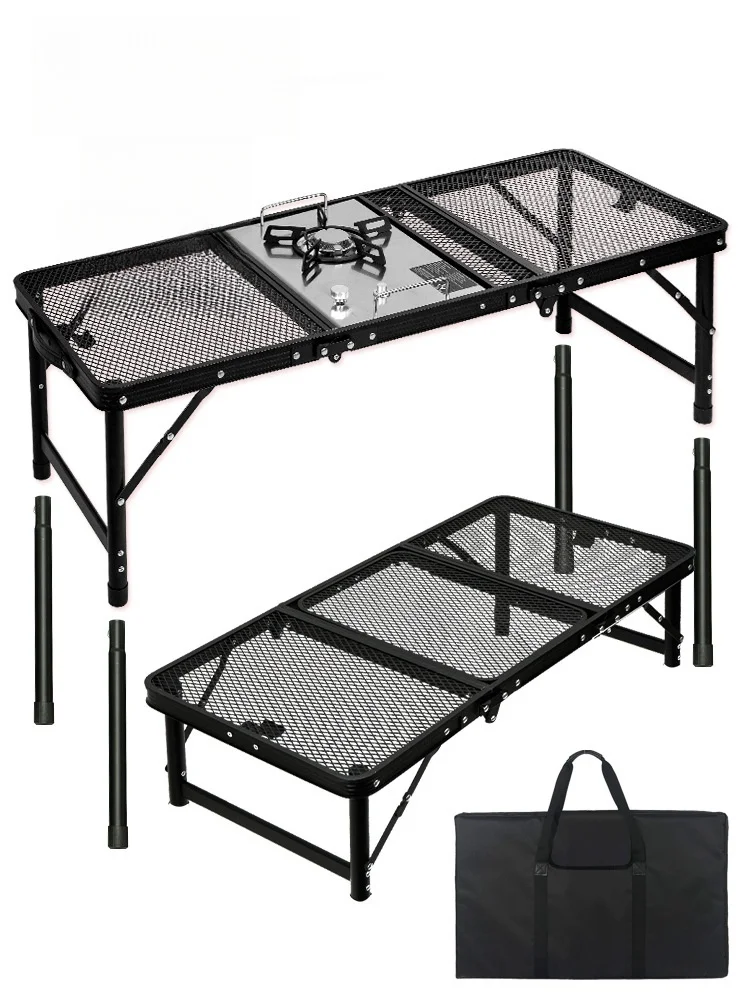 

Outdoor Folding IGT Table Barbecue Mesh Table Camping Self-driving Lightweight Mobile Kitchen Height Adjustable Mesh Table