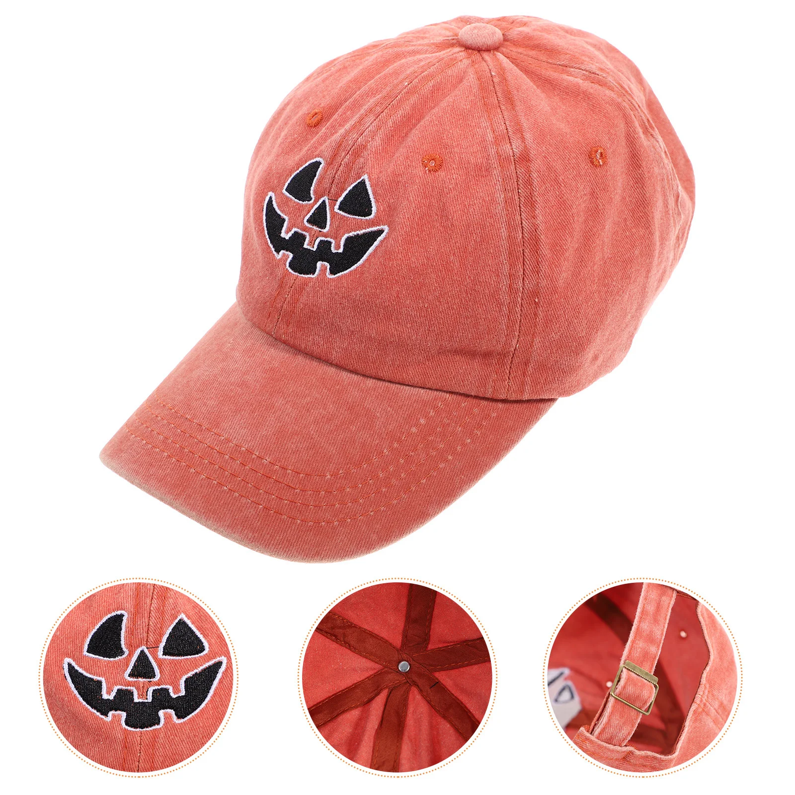 

Halloween Embroidered Baseball Hat Cotton Comfortable Breathable Adjustable Metal Buckle Sun Protection for Women Men