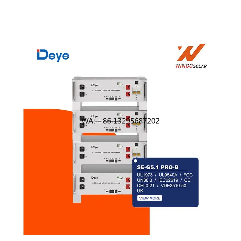 Deye Lithium Ion Batteries 5kWh 10kWh Lifepo4 Low High Voltage SE-G5.1Pro-B RW-M6.1-B BOS-G Lithium Battery Rack