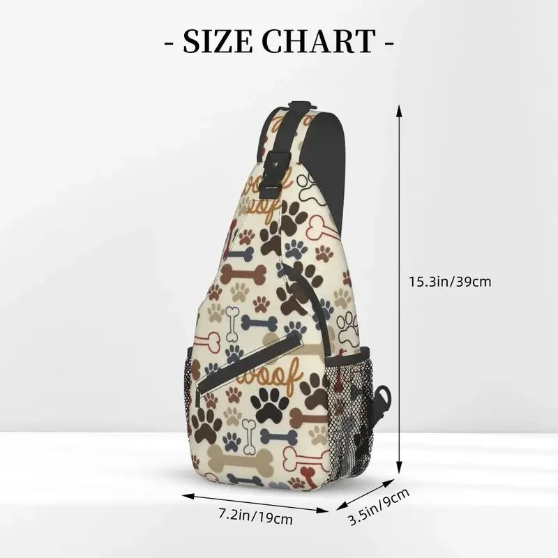 Mochila cruzada con estampado de patas de perros y huesos para hombre, bolso de pecho con estampado de huellas de animales, bandolera de hombro, viaje, senderismo, Daypack