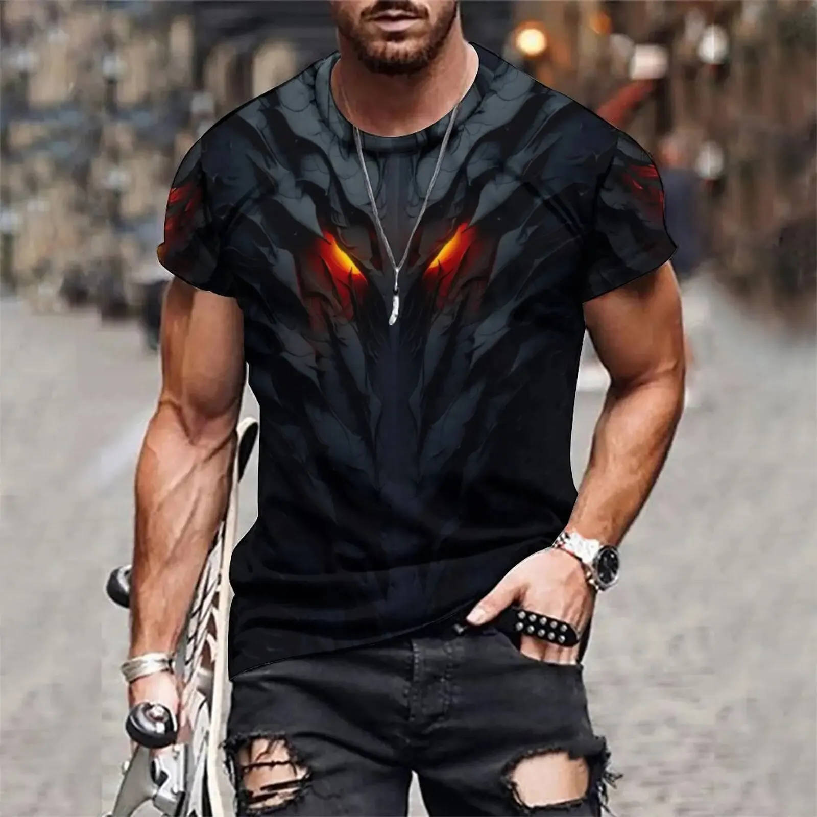 Camiseta 3D con diseño innovador, ropa inspirada en armadura oscura y mecánica, superventas