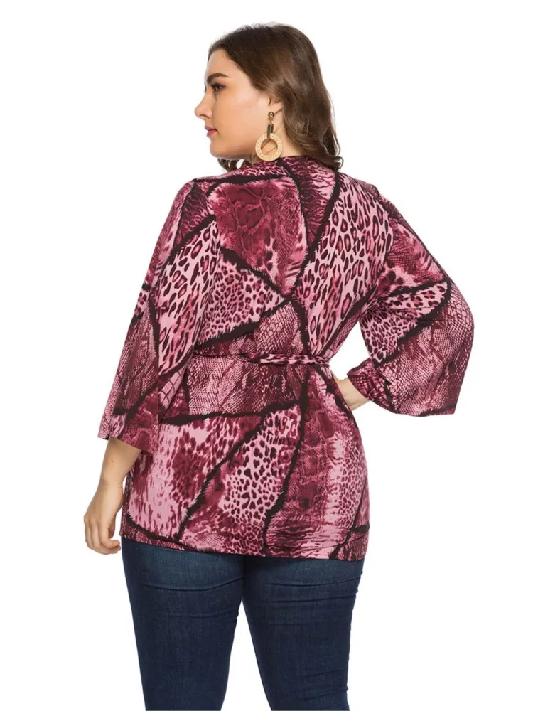 Plus Size Lente Zomer V-Hals Tops Vrouwen Print Mode Een Stuk Dames Blouses Losse Ruche Geplooide Casual Vrouw Tops