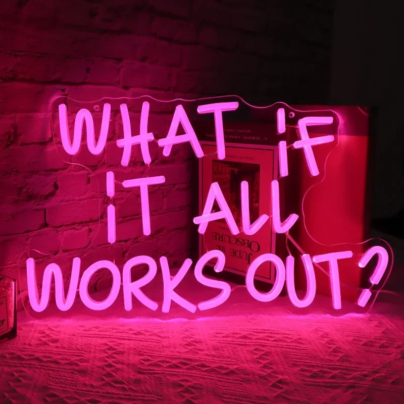 What If It All Works Out Neon Sign Led Neon Light Signs for Bedroom Dorm Game Room Office Gifts For Girls Home Wall Art Decor