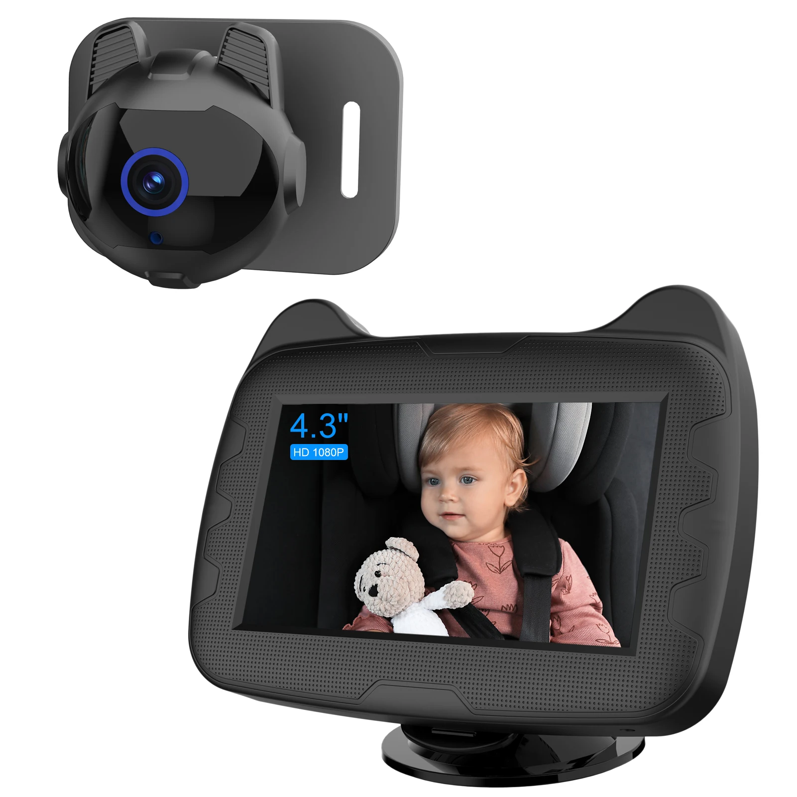 

Auto Baby Monitor 1080P Safety Car Seat Camera with IR-CUT Night Vision 4.3inch Display Wide Crystal Clear View Baby Car Mirror