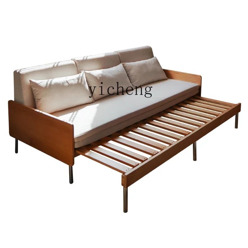 ZK retractable sofa bed all solid wood pull-out type sitting and lying dual-purpose folding pull-out sofa