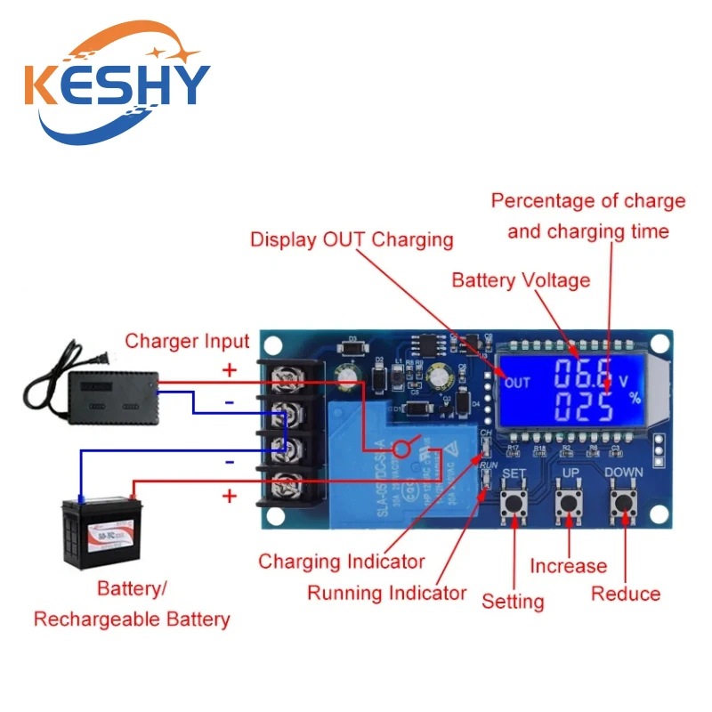 6-60V 30A Lead-acid Solar Battery Charge Controller Protection Board Charger Time Switch 12V 24V 36V 48V Battery Bapacity