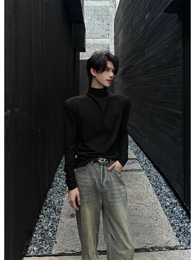 

Cleanfit Bla Men's Long Sve Base irt f High Collar Velvet Autumn Winter Faionable Slim Fit Stand oulder Swea...