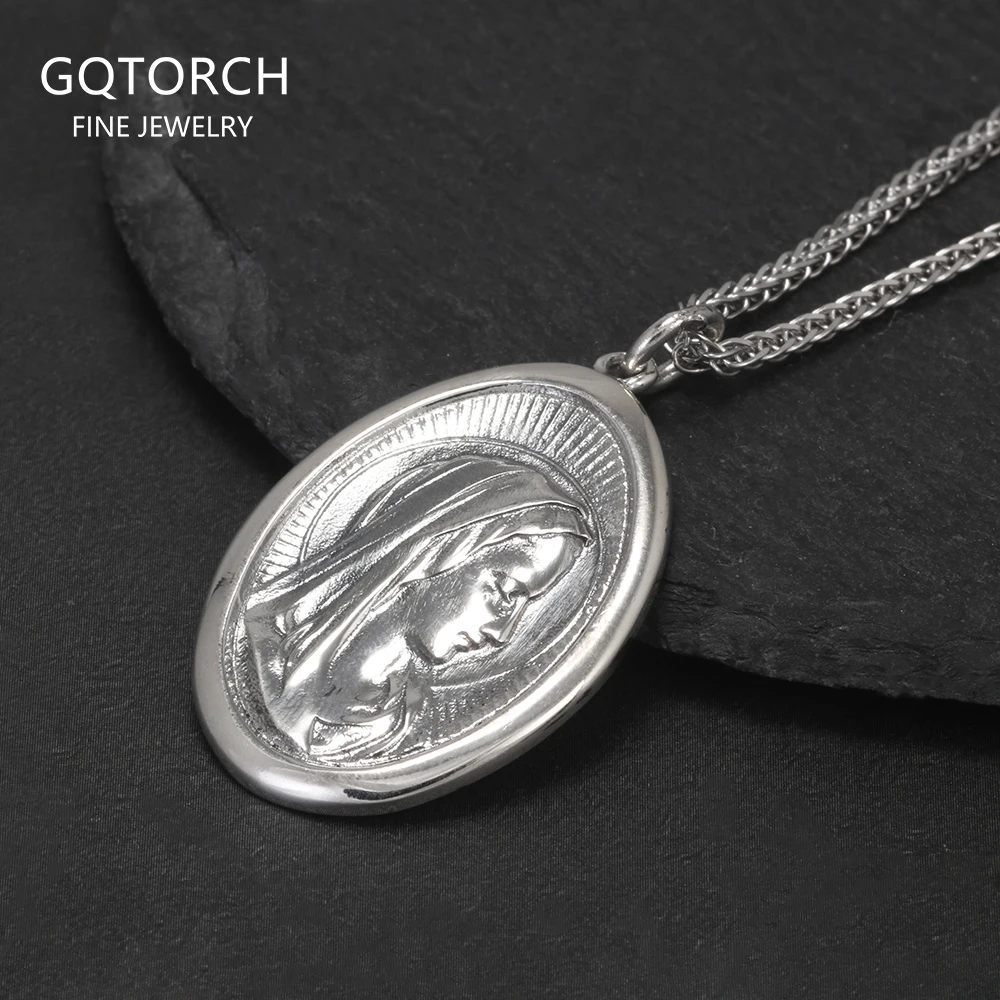 

Ожерелье с подвеской из стерлингового серебра 925 пробы с рельефным портретом богини для женщин и мужчин, овальной формы, винтажное ретро-модное ювелирное изделие, подарок