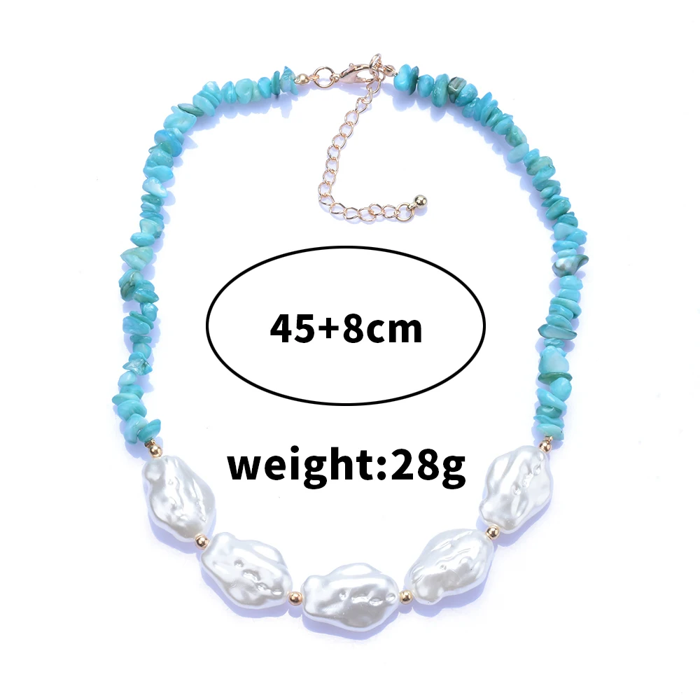 Fashion Multicolor Irregular Stone Faux Pearls Handmade Chokers Necklaces Women Bohemian Ethnic Statement Large Collar Necklace