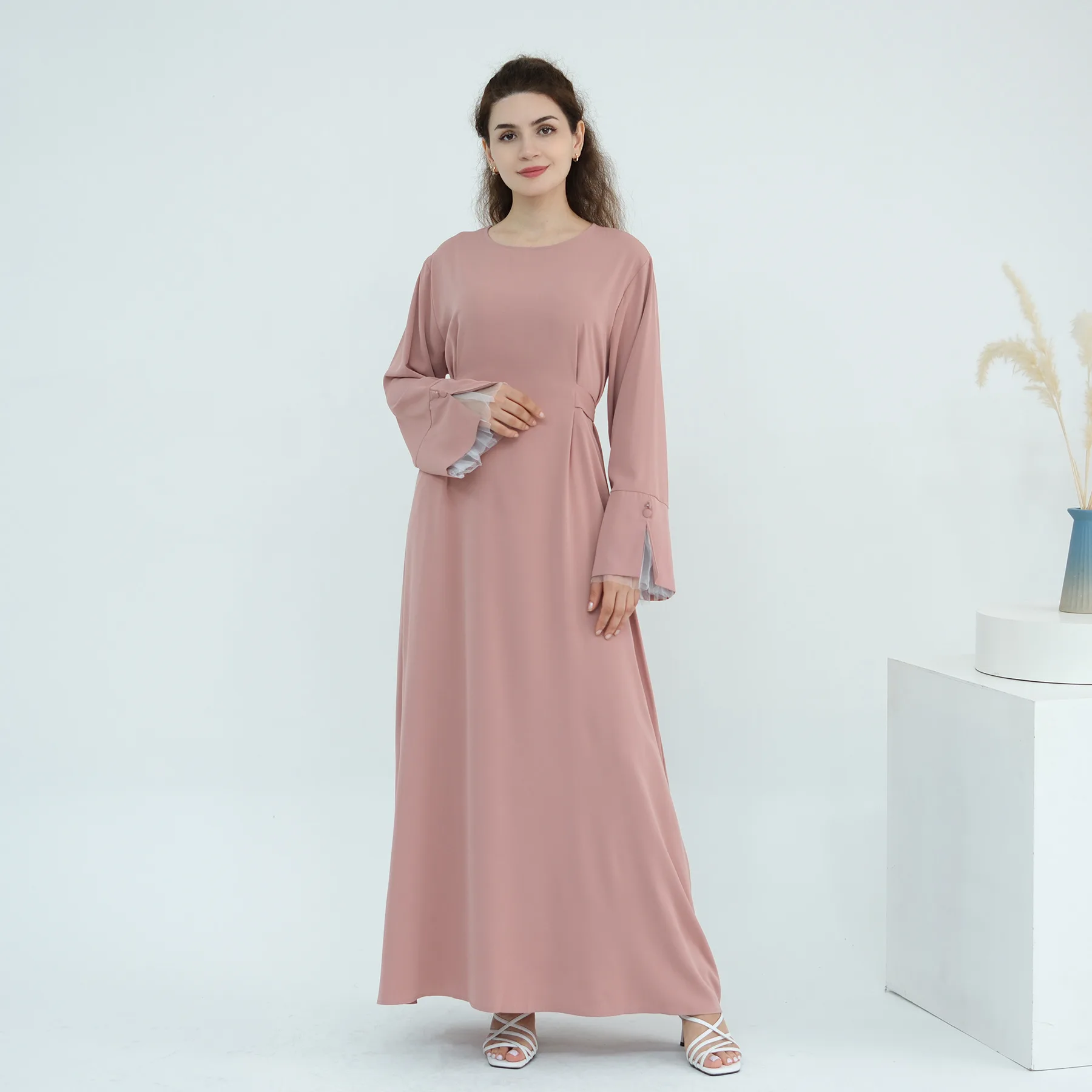 

Eid Dubai Abaya Luxury Muslim Evening Dresses for Women Lace Sleeves Arabic Dress Islam Clothing Kaftan Robe Vistidos Musulmana