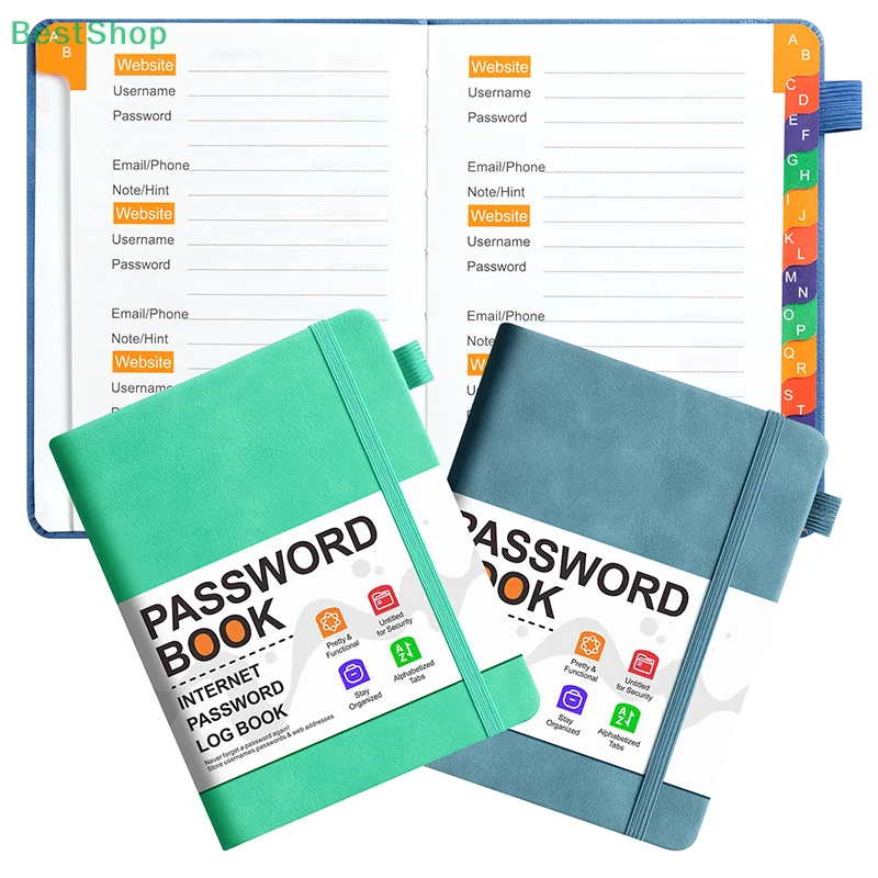 ♥ B6 Passwort-Notizbuch mit farbigem Buchstaben-Index-Bandetikett, Notizbuch zur Aufbewahrung von Passwörtern