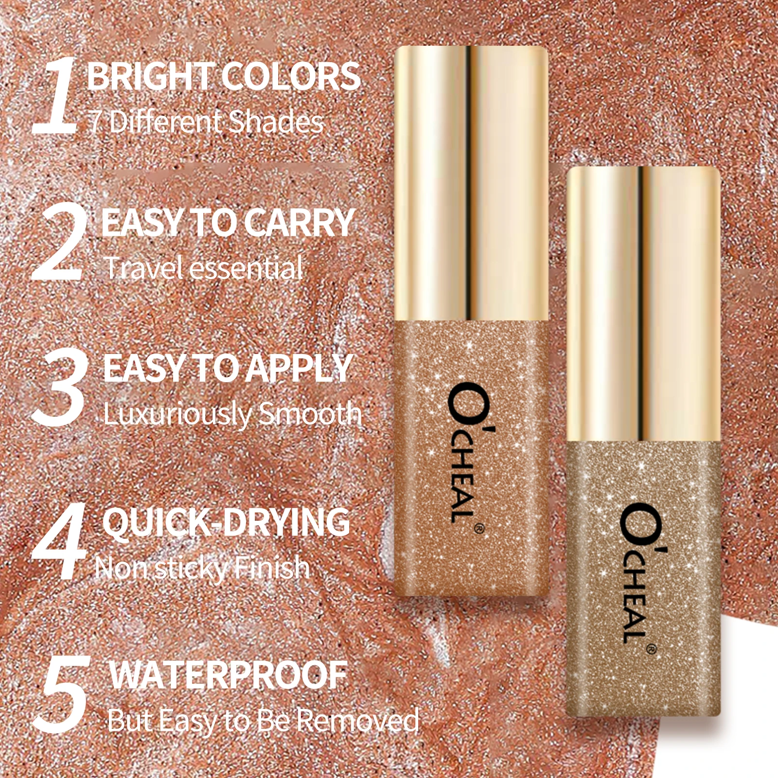O’cheal Liquid Eye Shadow Neck Diamonds Shiny Waterproof Charming Silkworm Shimmer Eye Makeup Cosmetics Glitter Highly Pigmented