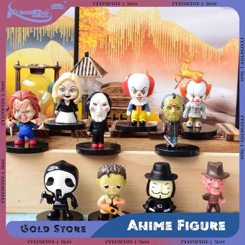 

10 шт./компл. фильм ужасов серии Джейсон Фредди клоун фигурки игрушки модели из ПВХ украшения на Хэллоуин подарок виниловая фигурка подарки