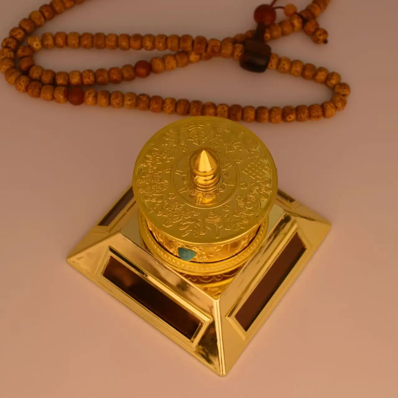 Chinese Religion Sifang Solar Car Turning Wheel Protection Ping An Buddhist Supplies  Room Decoration Accessories