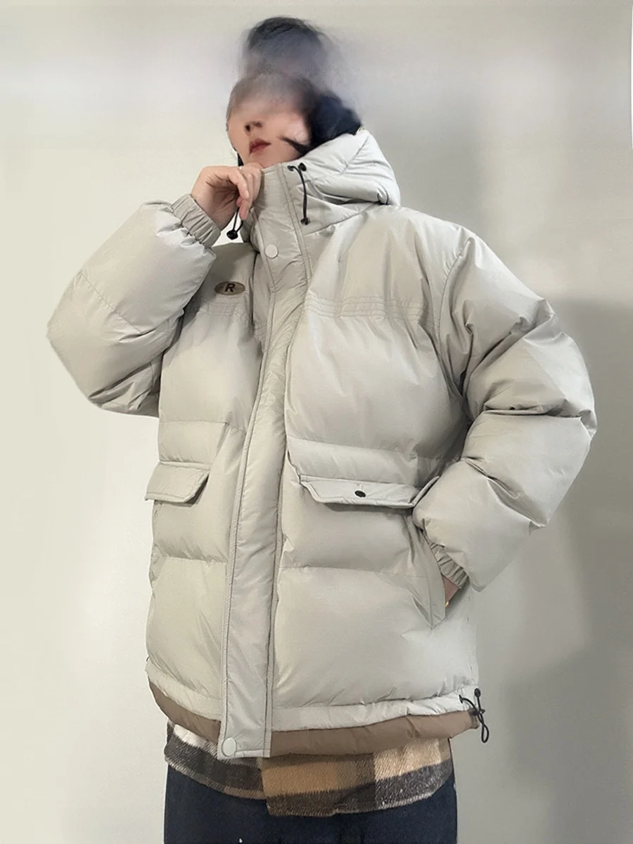 

Street Sle Neutral Thiened Cotton Jaet Hooded Workwear Coat Women's plus Size Bread ape Outerwear Korean Winter Coat