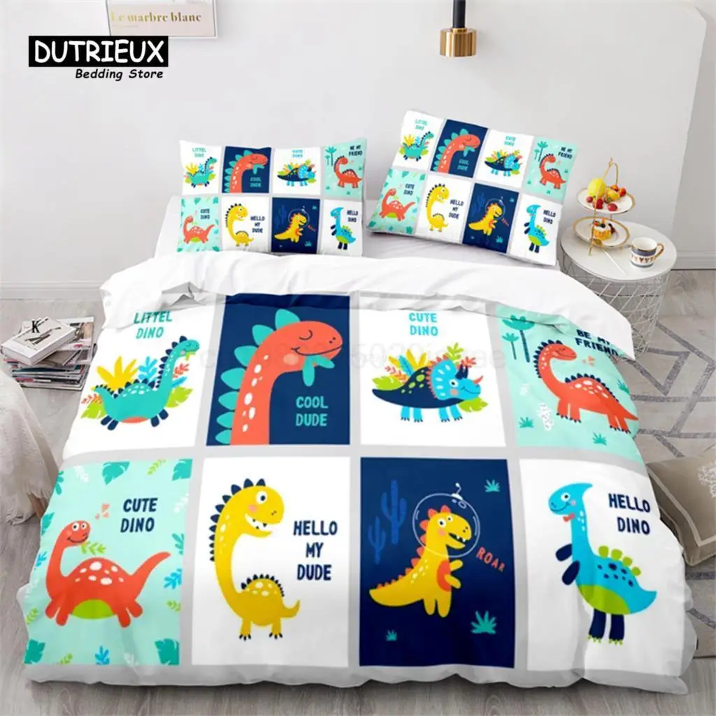 

Cartoon Animal Duvet Cover King Twin For Kids Girls Boy Teen Kawaii Dinosaur Dog Comforter Cover Microfiber 3D Print Bedding Set