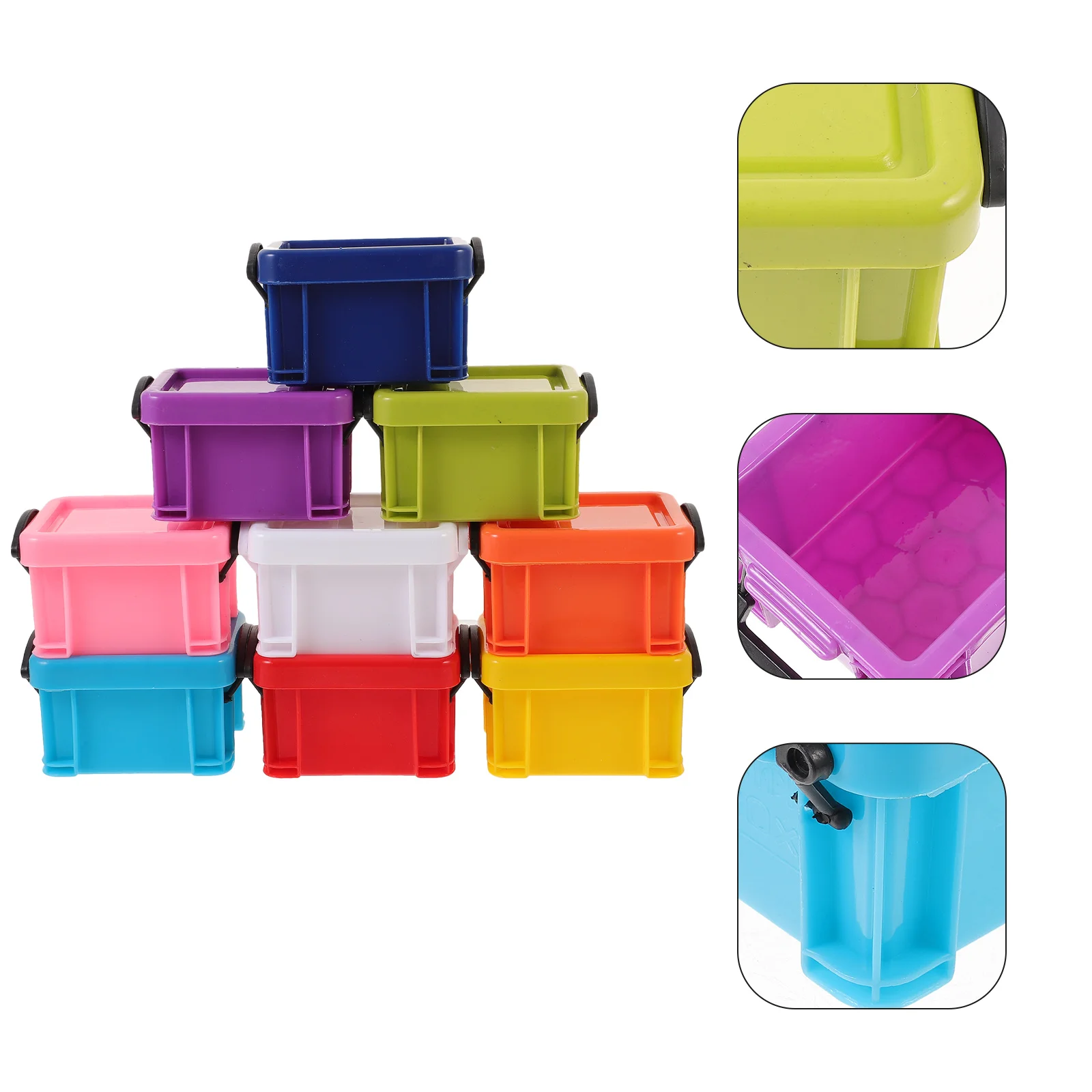 

9Pcs Mini Lock Storage Boxes Small Colored Plastic Containers Desktop Organizer Small Item Storage Case Mini Colorful Boxes
