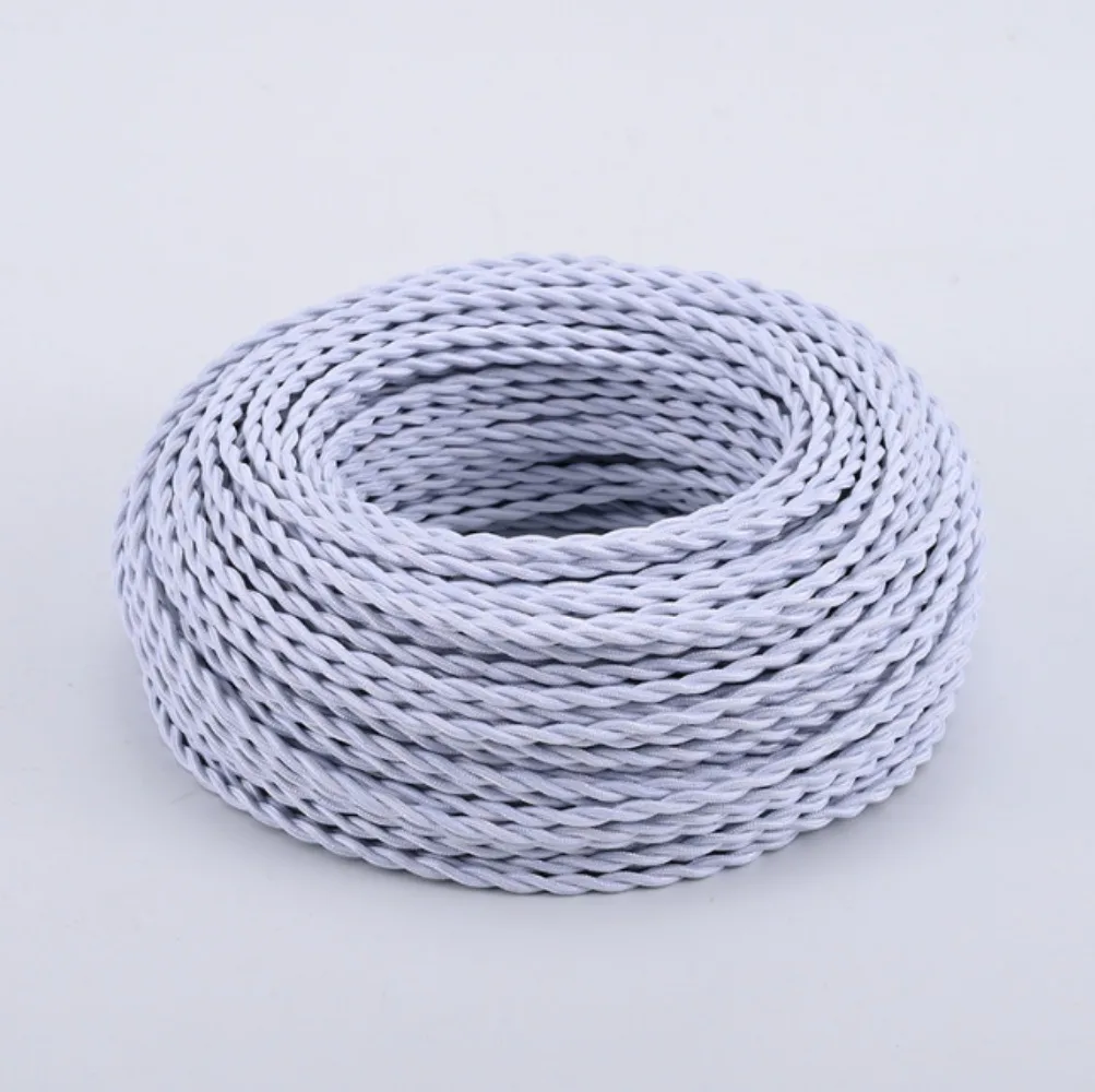 2*0.75mm Vintage Twisted Electrical Wire White Textile Cable Edison Vintage Lamp Cord Braided Retro Pendant Light Lamp Wire