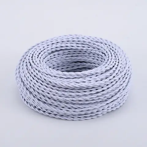 2*0.75mm Vintage Twisted Electrical Wire white Textile Cable Edison Vintage Lamp Cord Braided Retro Pendant Light Lamp Wire