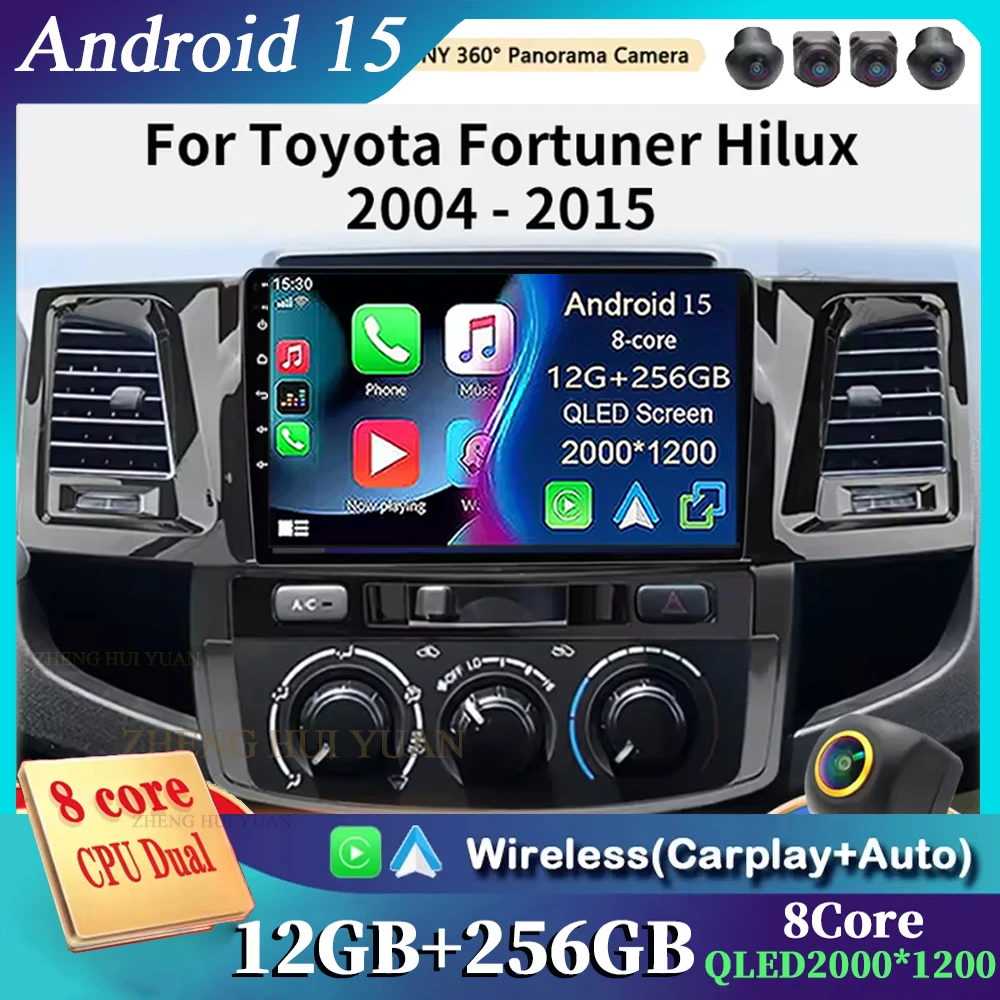 

Автомобильный мультимедийный видеоплеер Android 15, GPS-навигация для Toyota Fortuner Hilux Revo Vigo 2007-2015 с Carplay Auto DSP 4G