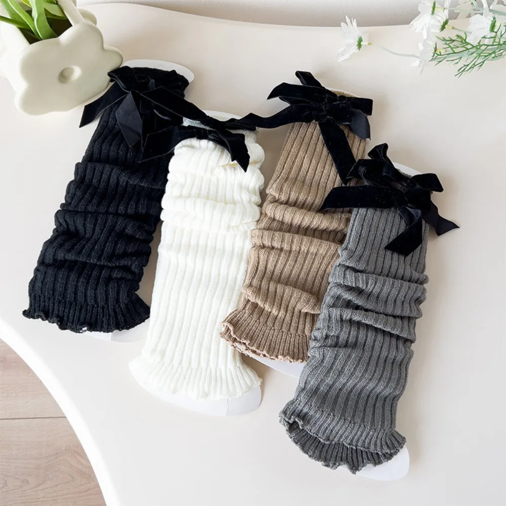 Cute Cotton Children's Stacked Socks Bow Warm Knitted Sock Sweet Leg Warmers Girl