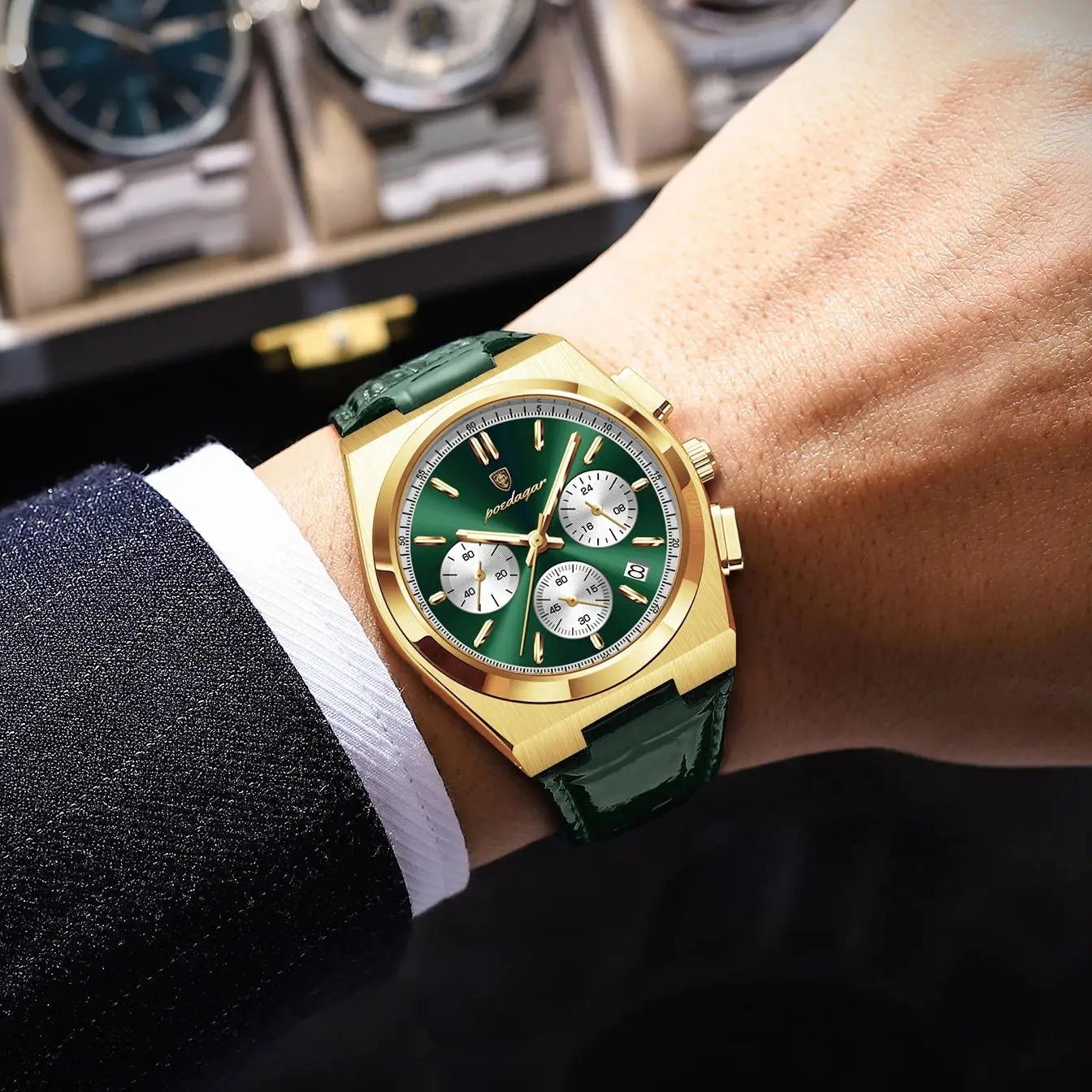 Men's Trendy Luminous Chronograph Watch, Waterproof