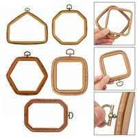 Wood Grain Embroidered Stretch Tool Plastic Octagon/Square/Rectangle/Hexagonal Embroidery Hoop DIY Needlecraft Handmade Sewing