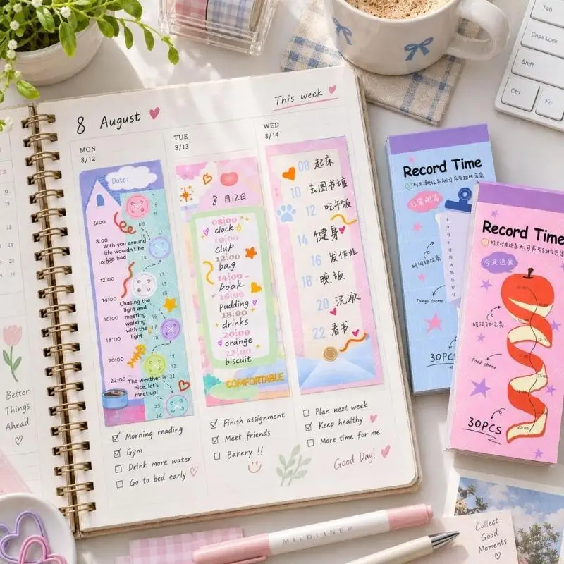 2025 New Preprinted Time Tracking Stickers for Note and Study Records