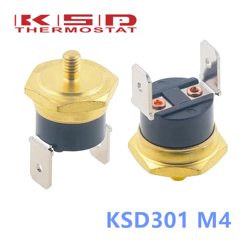 KSD301 M4 Copper Screw Thermostat Bimetallic 40C-150C Degree 10A 250V Normally closed 45C 65C 75C 85C 90C 100C 120C 150C Degree