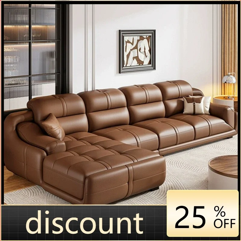 LH first layer cowhide modern simple classic sofa combination living room straight row leather sofa