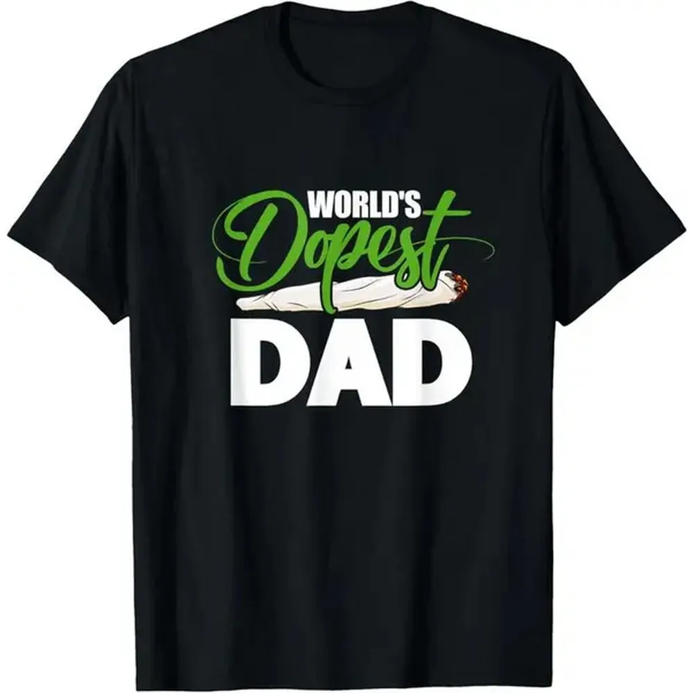 100% Cotton 100% Cotton World'S Dopest Dad Cannabis Marijuana Weed Funny Fathers Day T-Shirt Golf Gift T-Shirt For Men And Women