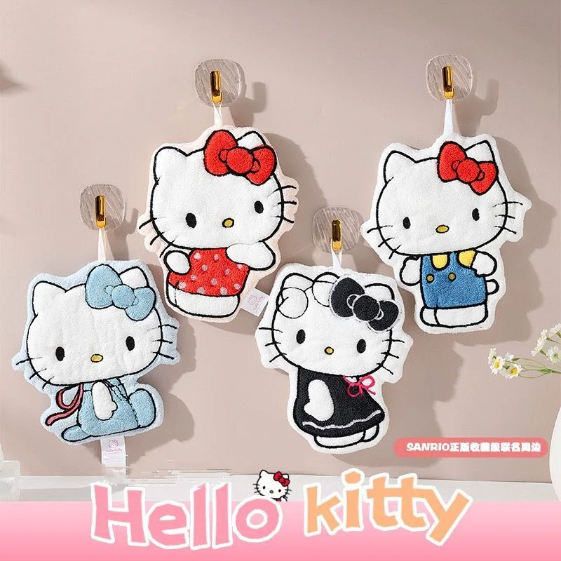 

Sanrio Hello Kitty, милое двухслойное коралловое флисовое полотенце для протирания рук, кухонное, ванное, ультрамягкое креативное полотенце для девочек