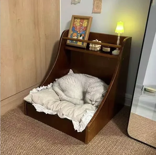 

Solid Wood Pet Bed For Cats & Dogs, Vintage Pet Furniture With Storage, Rabbit Hutch & Chicken Coop, Danish Style Pet Sofa