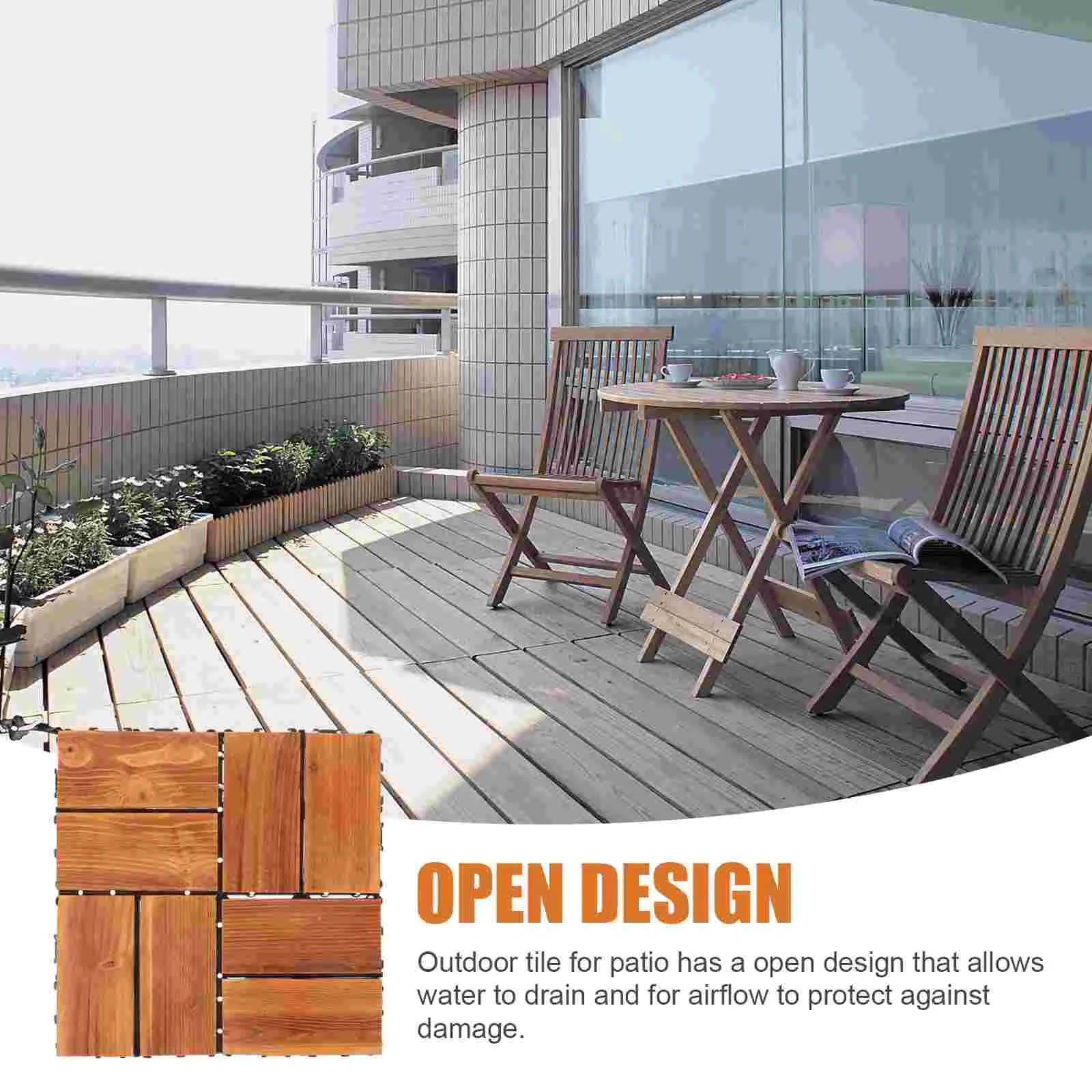 Balcony Floor Outdoor Patio Flooring over Concrete Porch Interlocking Tiles Deck Brick Portable Covering Wood Wooden