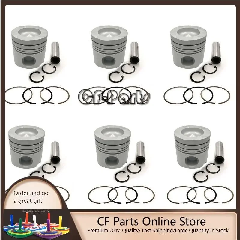 New 6 Sets STD Piston Kit With Ring 13216-2330 Fit For Hino K13C-24V Engine 135MM