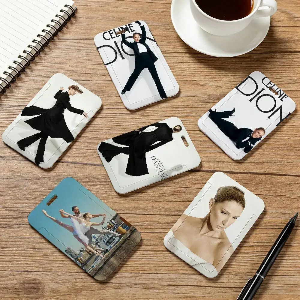 Singer C-Celine Dion Card Holder Employee Card Cover Lanyard Work Business ID Badge Holder Name Tag Cards Case