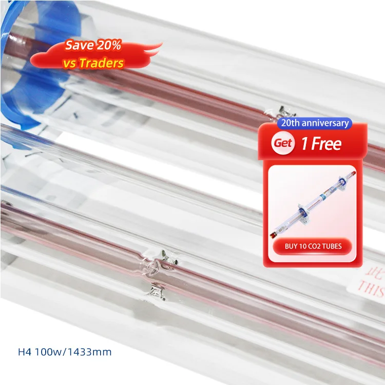 

Yongli 100W CO2 Laser Tube Promo Get 1 Free For Textile & Leather Engraving Machine Parts