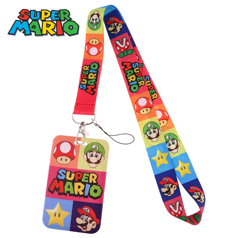 Super Marios Bros Card Holder Anime Neck Lanyard for Id Card Pass Cards Game Credit Cover Children Long Rope Card Case Gift Toys