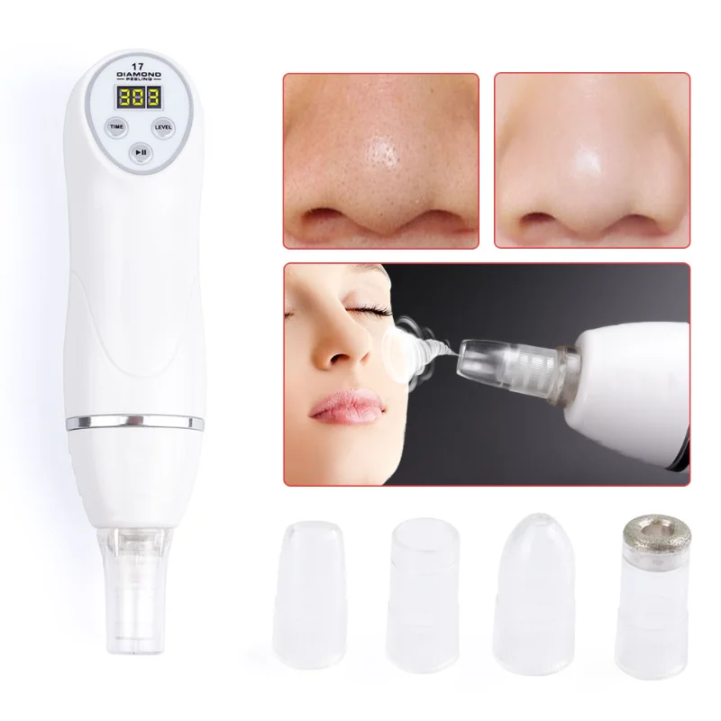 Digital Diamond Micro-dermoabrasão Vácuo, Cravo Limpador, Acne Facial, Removedor de Impressão, Limpeza Profunda, Pele Poros, Beleza