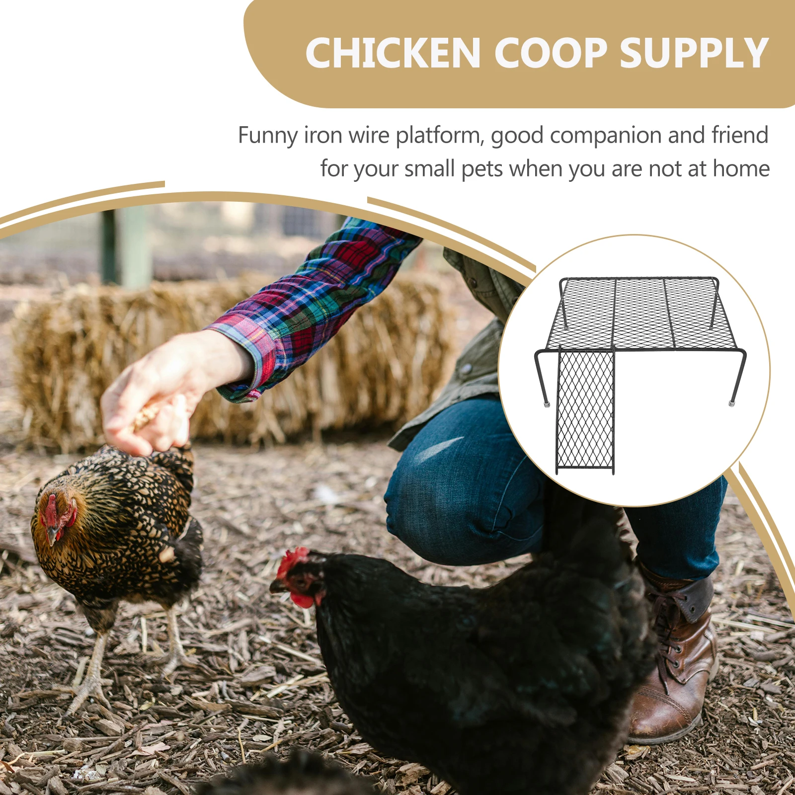 

Sturdy Iron Chicken Coop Platform Pet Feeding Rack Durable Perch for Small Pets Playing Exploring with Hollow Out Design