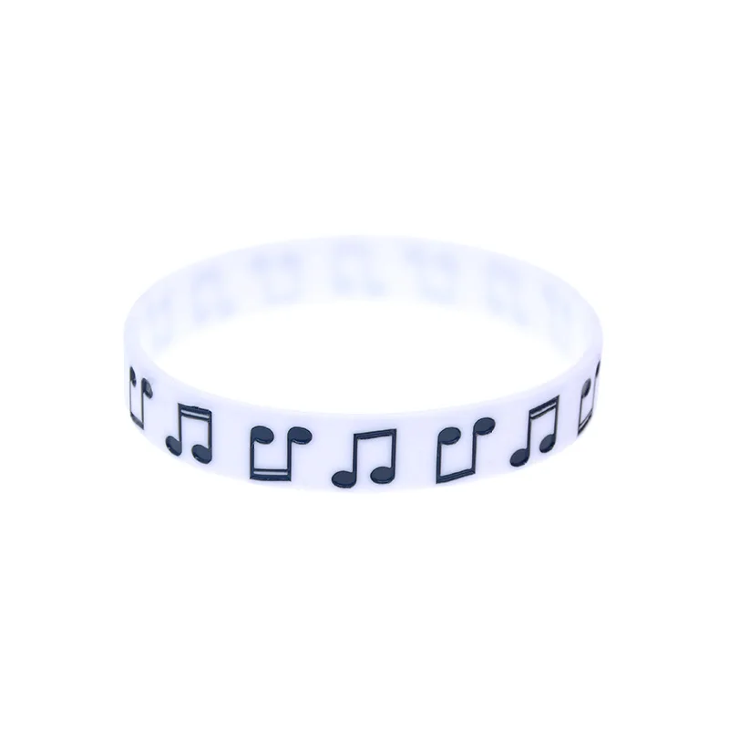 50 Pcs Music Note Silicone Rubber Wristband 1/2 Inch Wide Music Concert Gift Bracelet 5 Colors