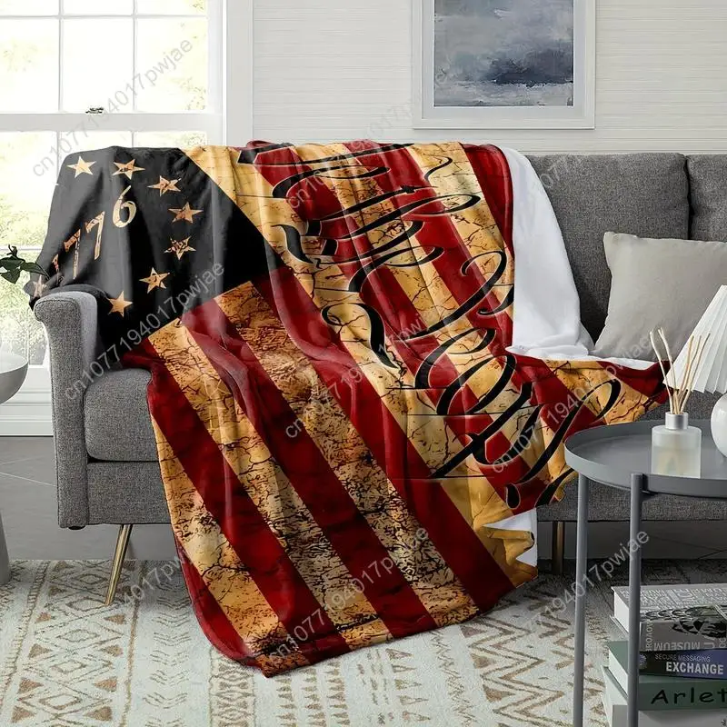 

Patriotic American Flag Blanket - Soft Hypoallergenic Flannel for All Seasons | Perfect for sofas beds Custom blankets