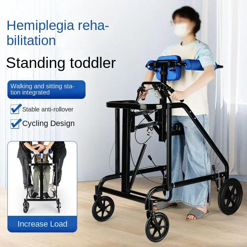 Adjustable Elderly Walker with Wheels Stroke Hemiplegia Lower Limbs Rehabilitation Training Walking Assisted Stand Mobility Aids