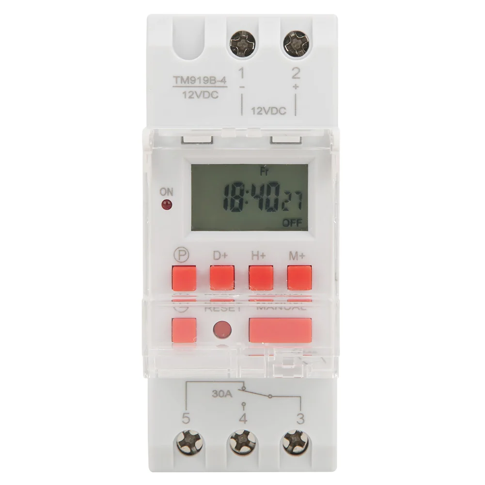 LCD Time Relay, 12V DC 30A Weekly Timer Switch LCD On Off Control with Countdown Function