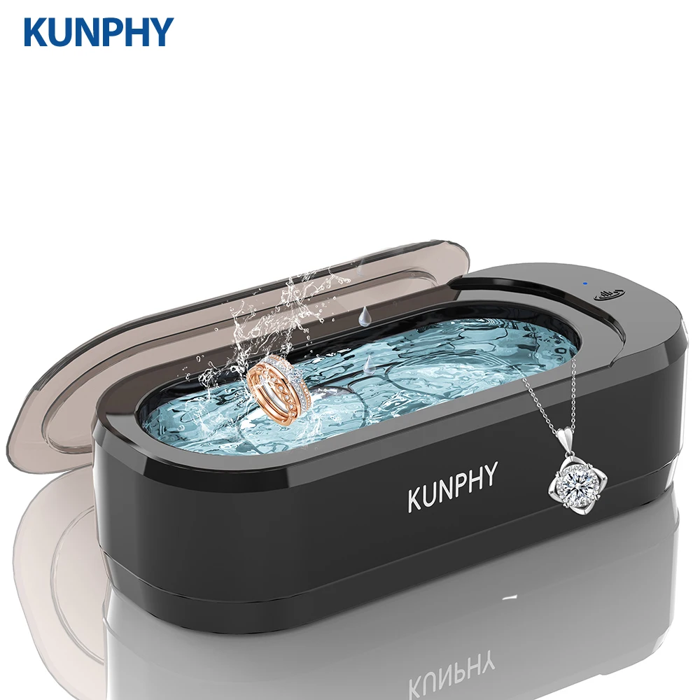 KUNPHY Ultrasonic Jewelry Cleaner 12oz 46KHz Professional Sonic Cleaner with One-Touch Operation Sonic Cleaner for Rings Glasses